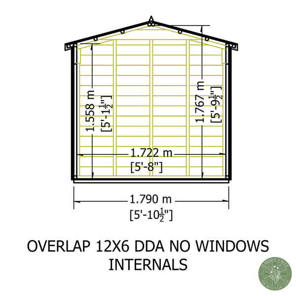 Overlap Double Door No windows 12x6 Storage Shed