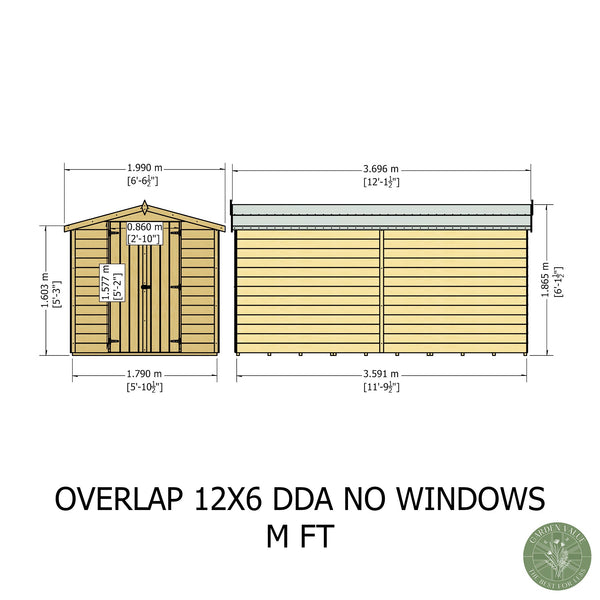 Overlap Double Door No windows 12x6 Storage Shed