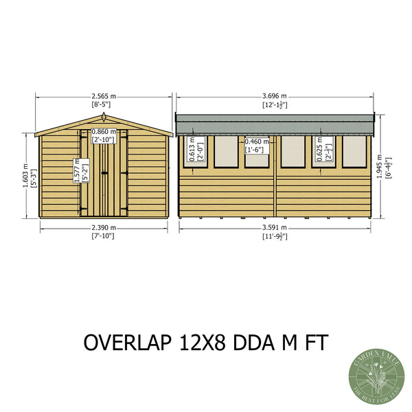 Overlap Double Door 12x8 Storage Shed
