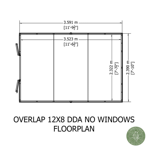 Overlap Double Door No windows 12x8 Storage Shed