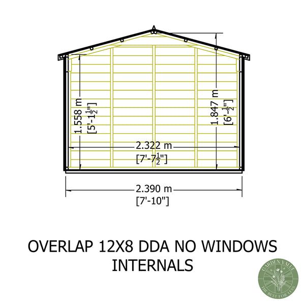 Overlap Double Door No windows 12x8 Storage Shed