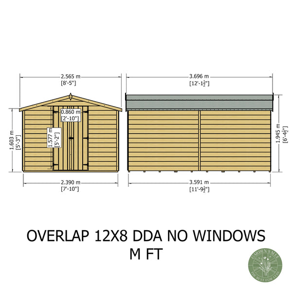 Overlap Double Door No windows 12x8 Storage Shed