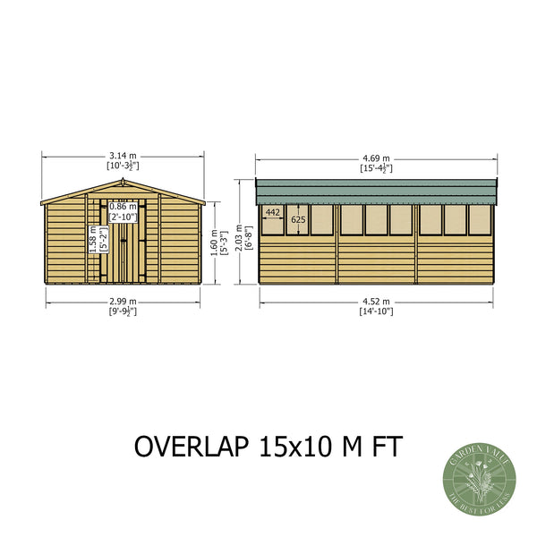 Overlap Double Door 10x15 Economy Storage Shed