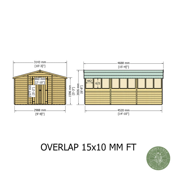 Overlap Double Door 10x15 Economy Storage Shed