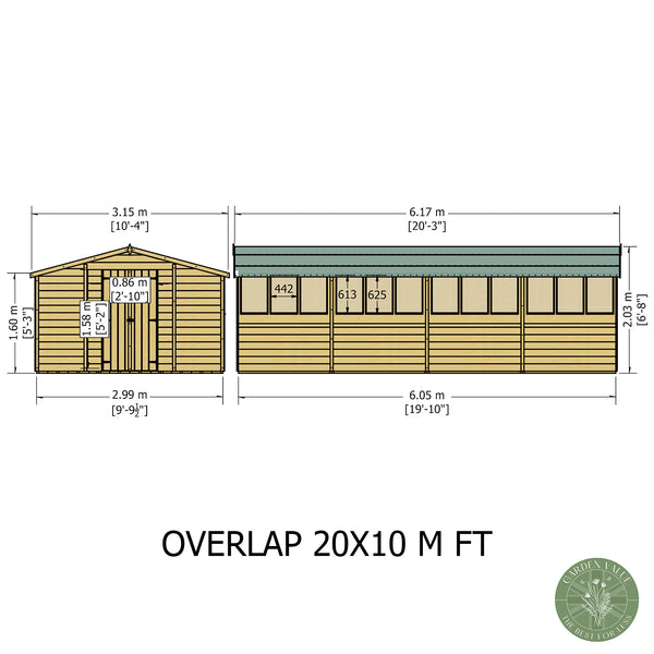 Overlap Double Door 10x20 value storage shed