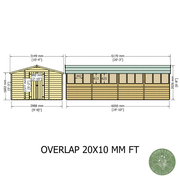 Overlap Double Door 10x20 value storage shed