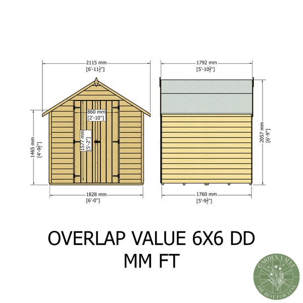 Overlap Double Door 6x6 Storage Shed