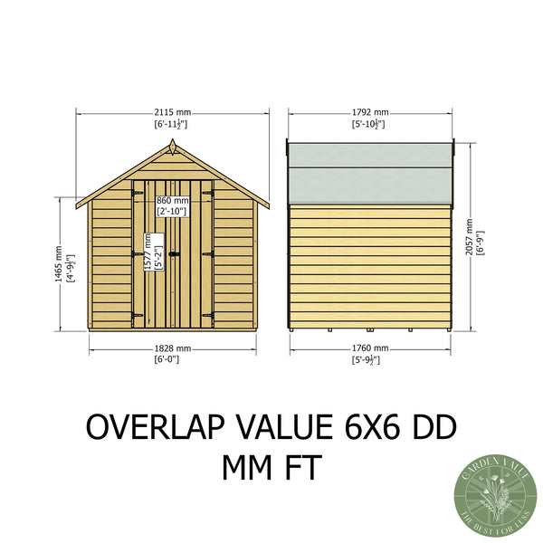 Overlap Double Door 6x6 Storage Shed