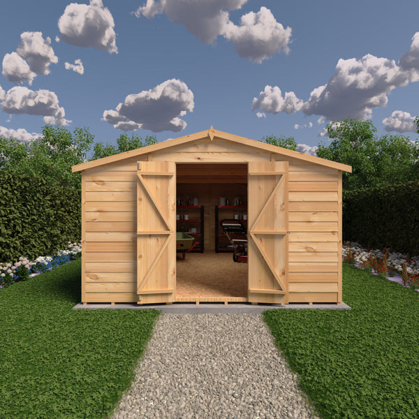 Overlap Double Door No windows 10x15 Economy Storage Shed