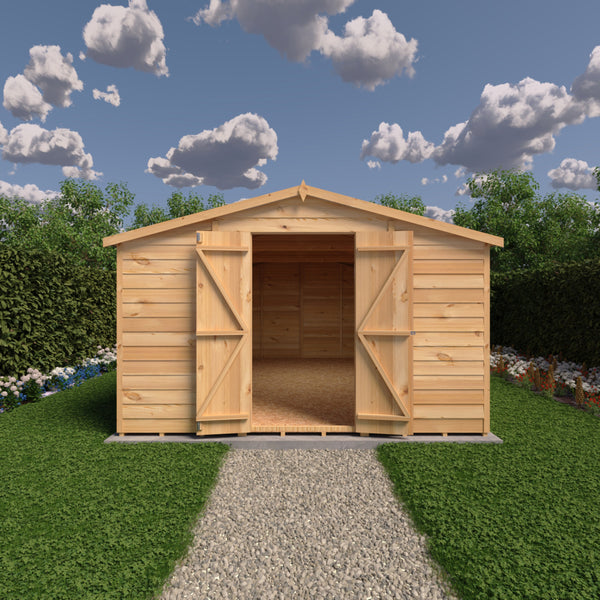 Overlap Double Door No windows 10x15 Economy Storage Shed