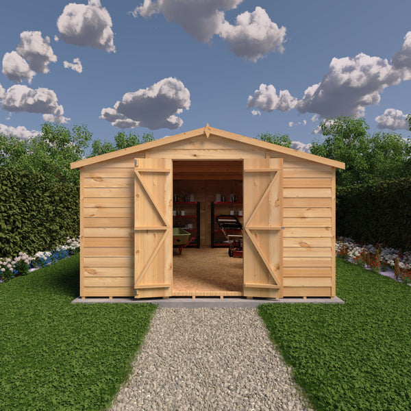 Overlap Double Door 10x15 Economy Storage Shed