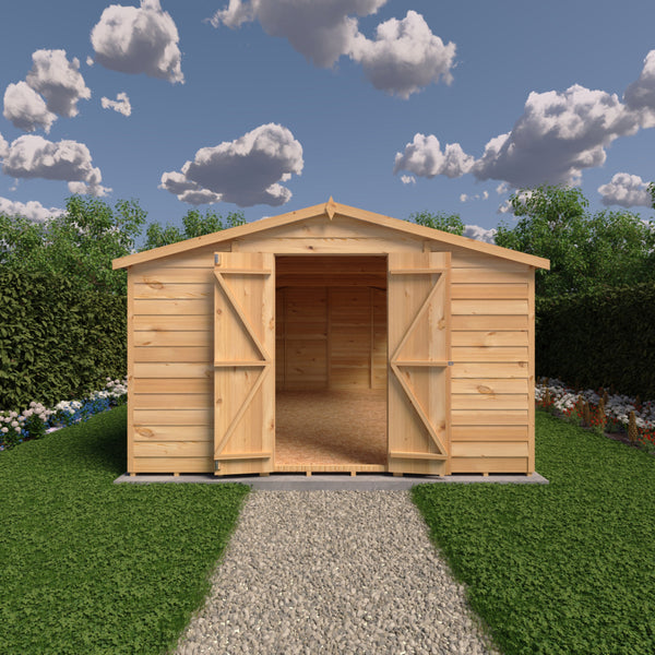 Overlap Double Door 10x15 Economy Storage Shed