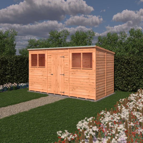 Overlap 12x6 single door pent shed