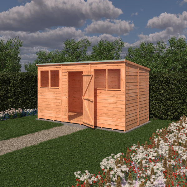 Overlap 12x6 single door pent shed