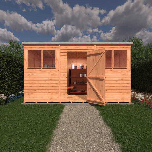 Overlap 12x6 single door pent shed