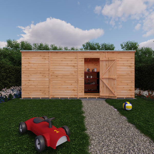 Overlap 16x6 single door pent shed no windows