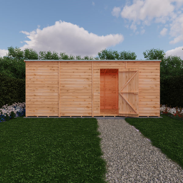 Overlap 16x6 single door pent shed no windows