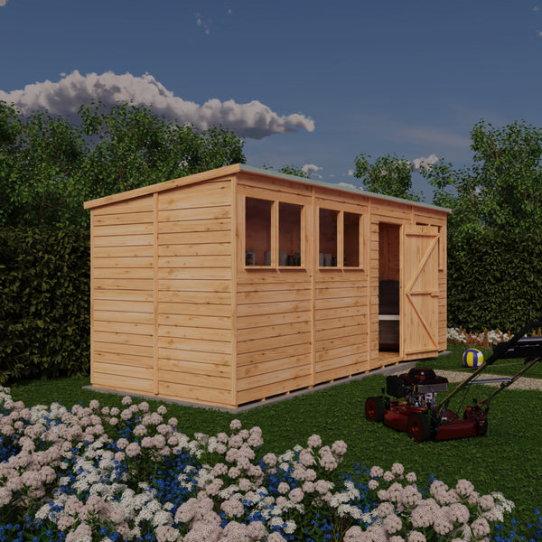 Overlap 16x6 single door pent shed
