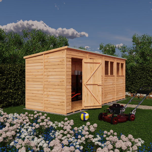 Overlap 16x6 single door pent shed