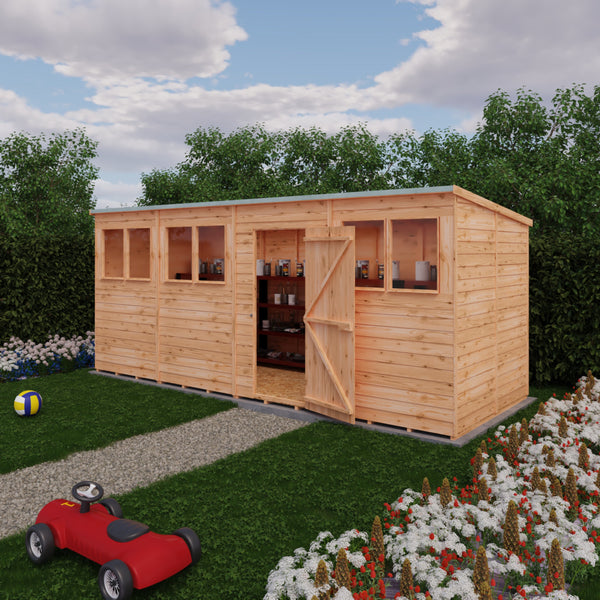 Overlap 16x6 single door pent shed