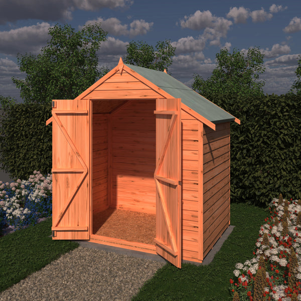 Shire Overlap Wooden Shed Double Doors No windows 4x6ft