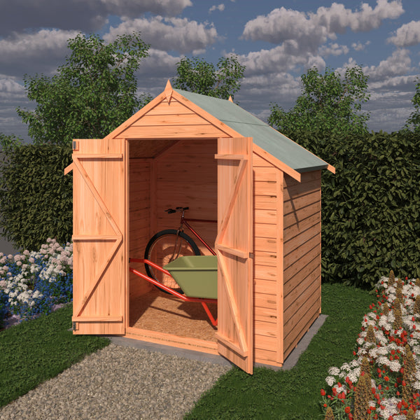 Shire Overlap Wooden Shed Double Doors No windows 4x6ft