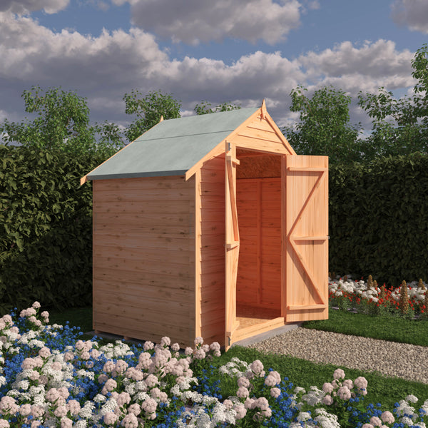 Shire Overlap Wooden Shed Double Doors No windows 4x6ft