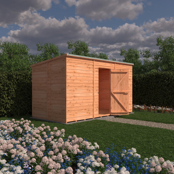 Overlap 12x6 single door pent shed no windows