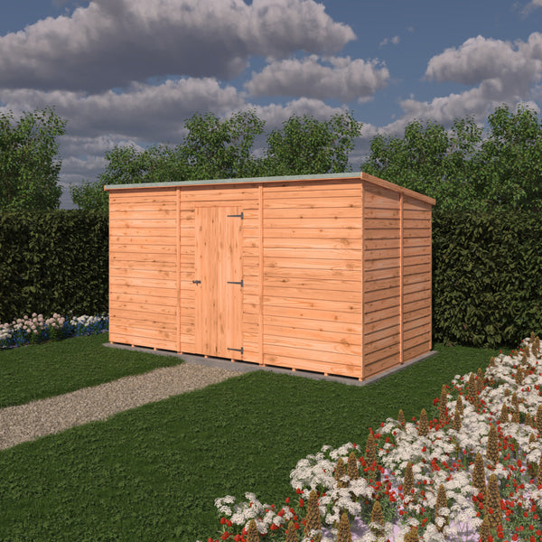 Overlap 12x6 single door pent shed no windows