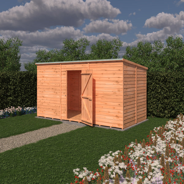 Overlap 12x6 single door pent shed no windows