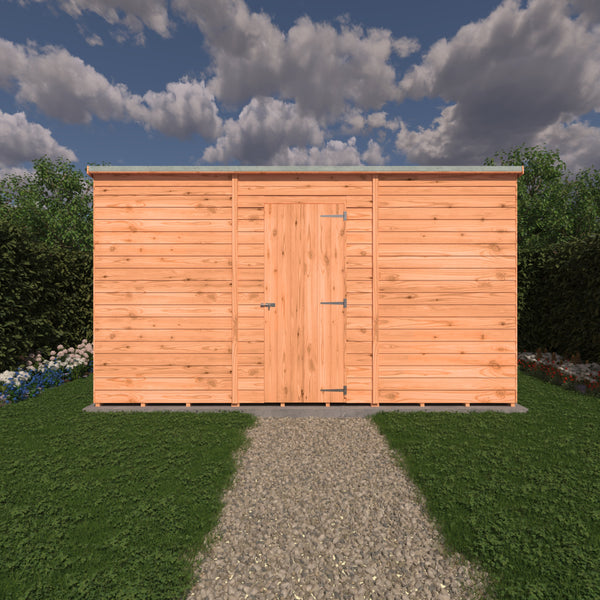 Overlap 12x6 single door pent shed no windows