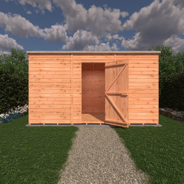 Overlap 12x6 single door pent shed no windows