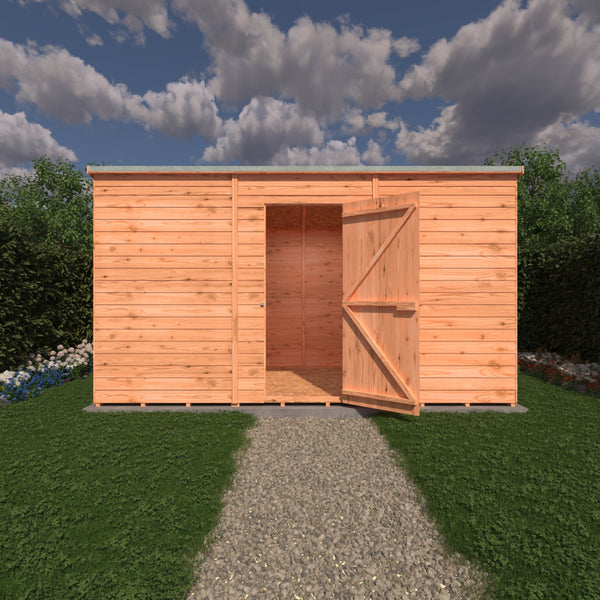 Overlap 12x6 single door pent shed no windows