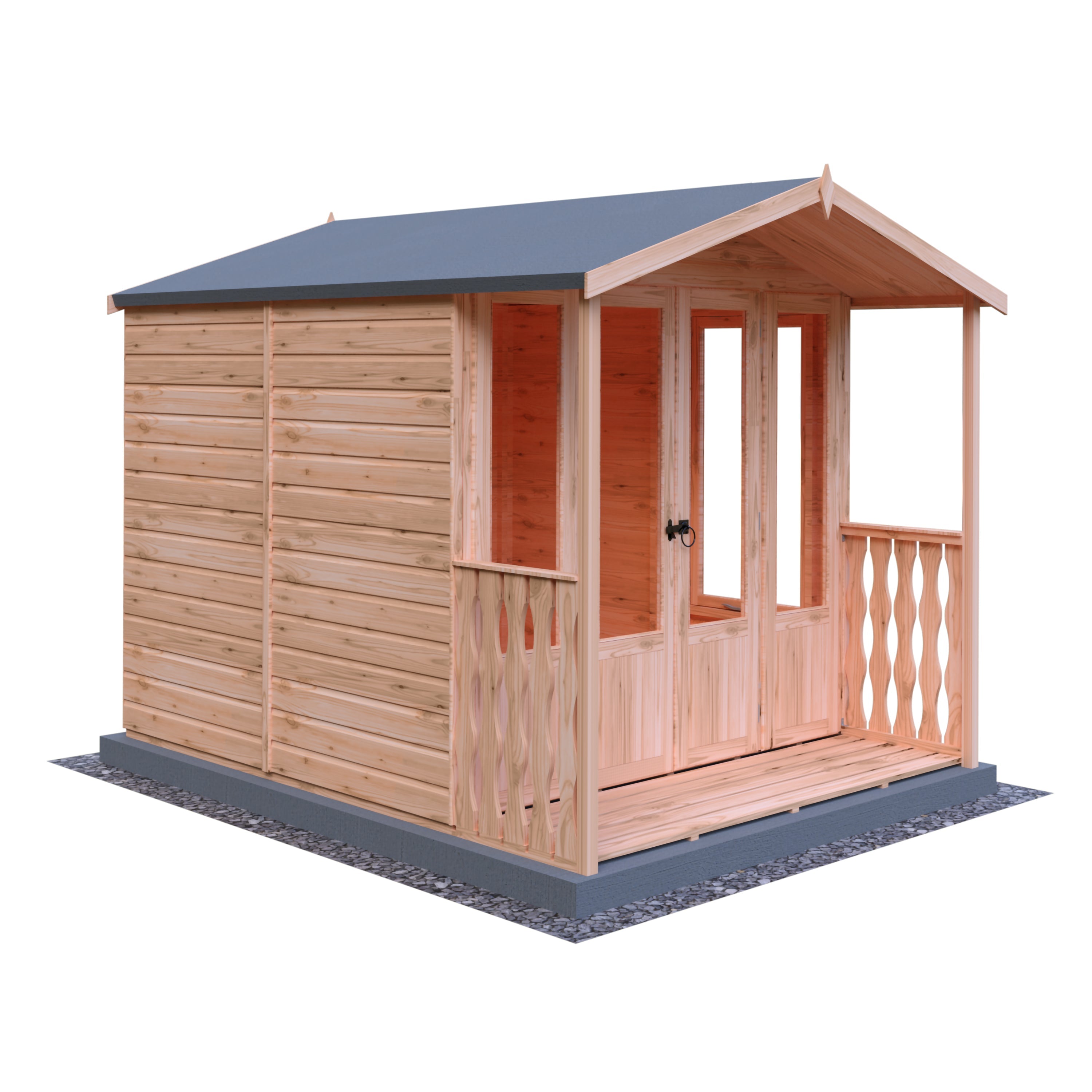 Shire Parham & Verandah 7x7 12mm interlock Clad wooden Summerhouse - Best Shed