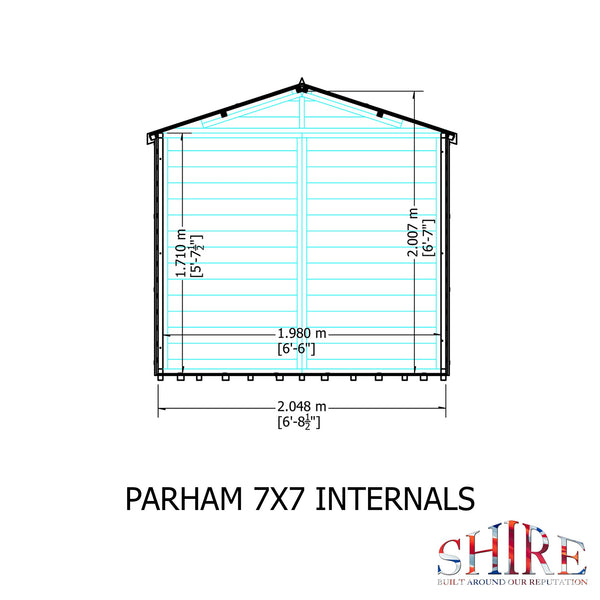Shire Parham & Verandah 7x7 12mm interlock Clad wooden Summerhouse - Best Shed
