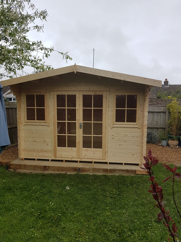 Shire Clipstone 12Gx12 Log Cabin 28mm interlock cladding - Best Shed