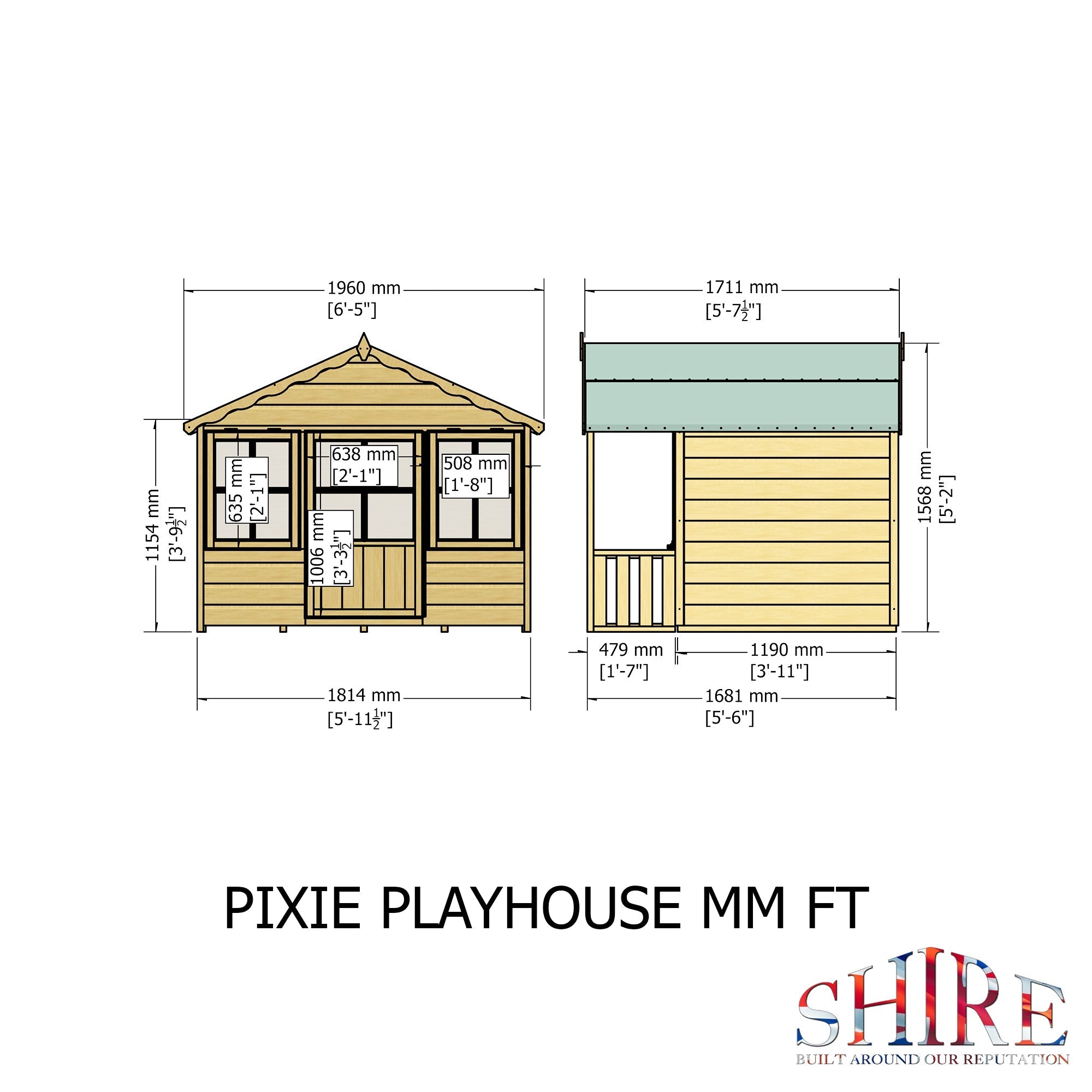 Shire Pixie 6x5.5 Childrens Playhouse with 12mm Shiplap cladding - Best Shed