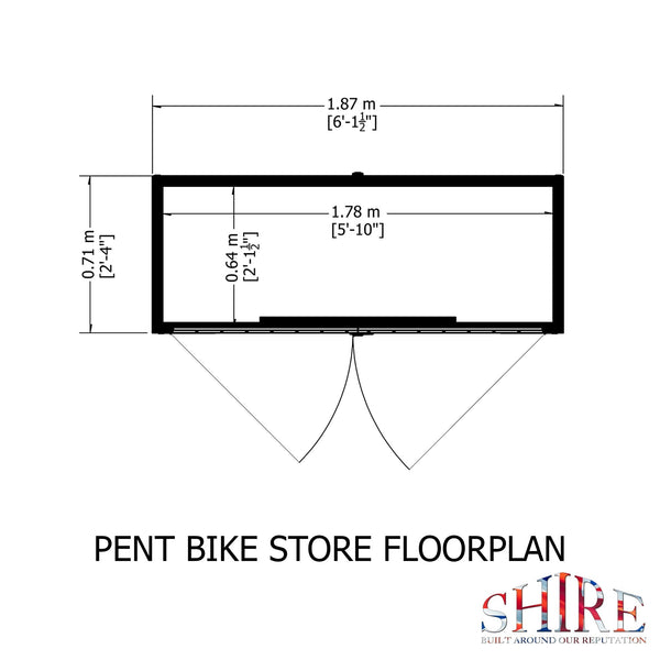 Shire Pent Shiplap Bike Store No Floor 6x3 - Best Shed