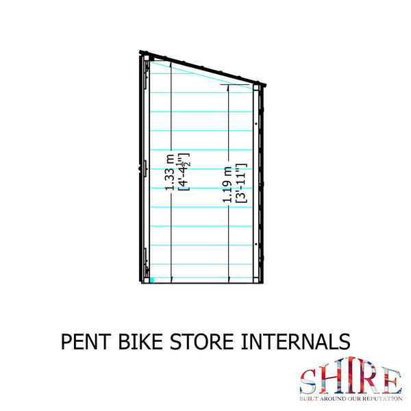 Shire Pent Shiplap Bike Store No Floor 6x3 - Best Shed
