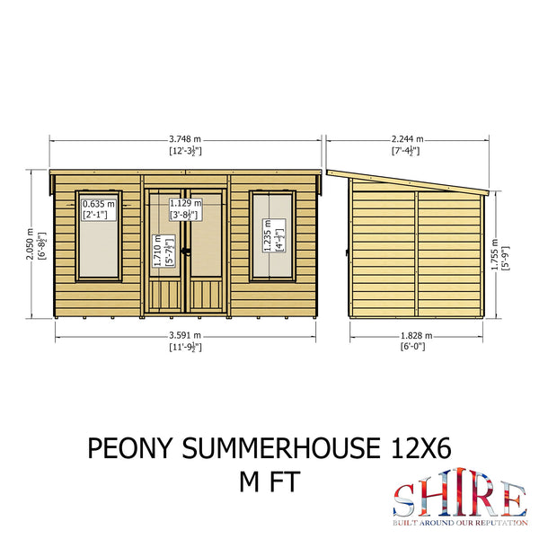 Shire 12x6 Peony Summerhouse 12mm Shiplap interlock cladding
