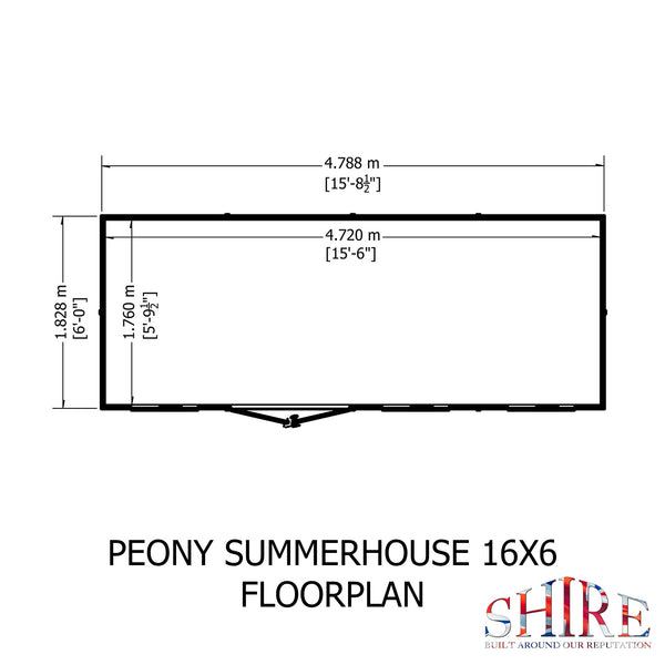 Shire 16x6 Peony Summerhouse 12mm Shiplap interlock cladding