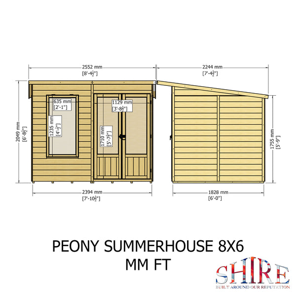 Shire 8x6 Peony Summerhouse 12mm Shiplap interlock cladding