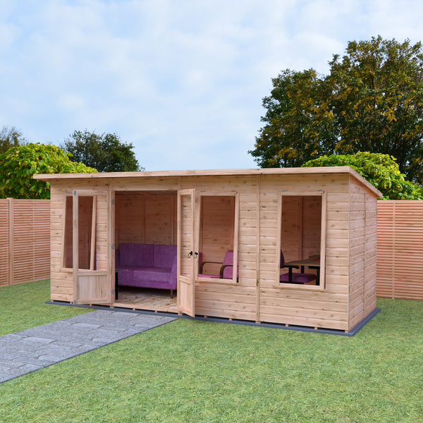 Shire 16x6 Peony Summerhouse 12mm Shiplap interlock cladding
