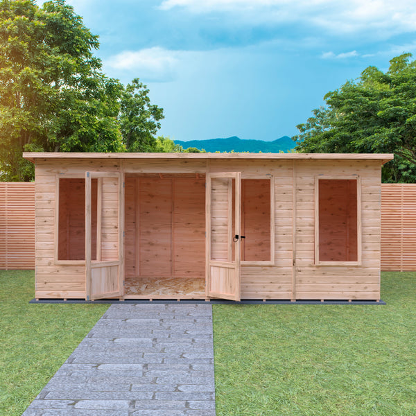Shire 16x6 Peony Summerhouse 12mm Shiplap interlock cladding