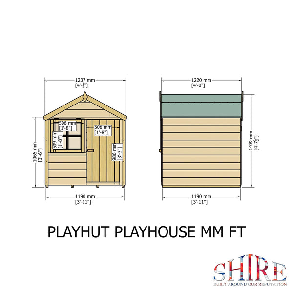 Shire 4x4 Playhut Childrens Playhouse with 12mm Shiplap cladding - Best Shed