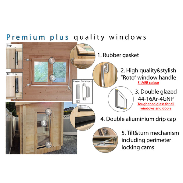 Shire Amarrillo 20x10 Log Cabin and Shelter combination 44mm cladding - Best Shed