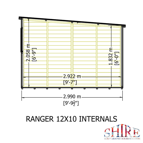 Shire Ranger 12x10 Double Door Premium Pent interlock Shiplap Shed - Best Shed