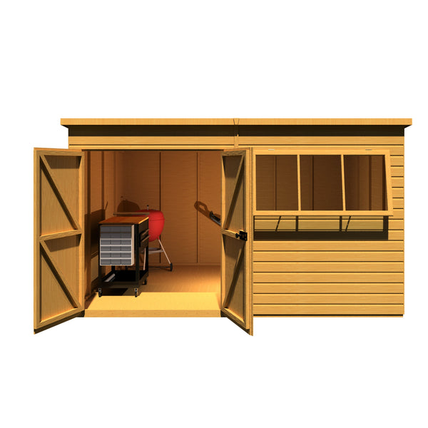 Shire Ranger 12x10 Double Door Premium Pent interlock Shiplap Shed
