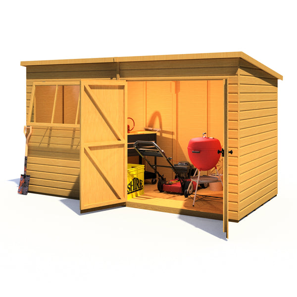Shire Ranger 12x6 Double Door Premium Pent interlock Shiplap Shed - Best Shed