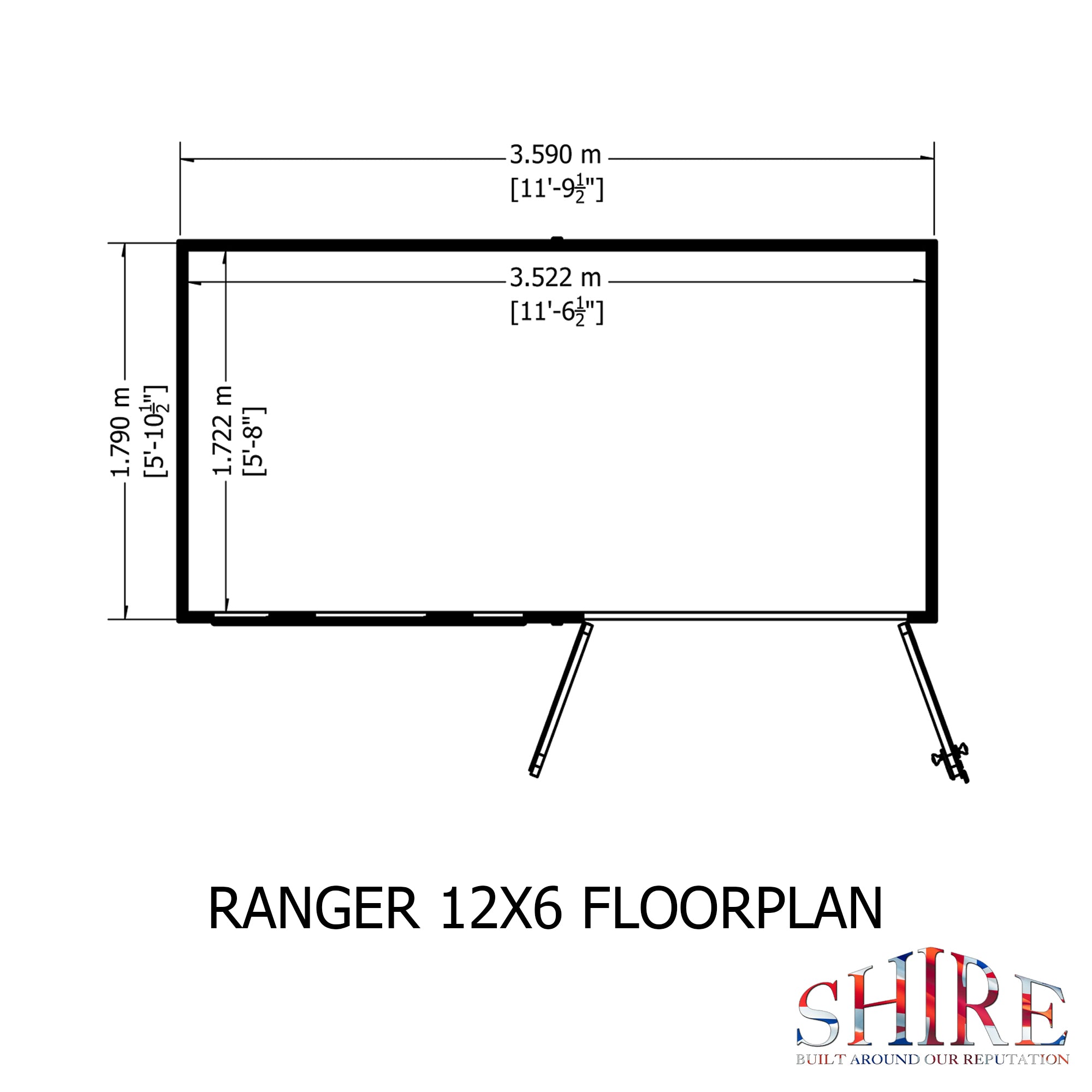 Shire Ranger 12x6 Double Door Premium Pent interlock Shiplap Shed - Best Shed